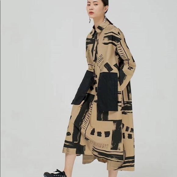 Printed dress 3678 - tan - Picture 3 of 3